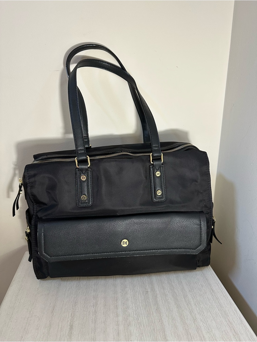 Travanti Nylon and Leather Work/Carry-on Bag